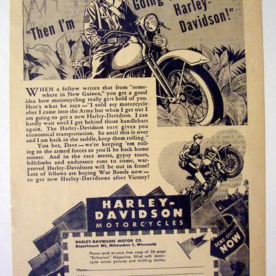 1944 Harley-Davidson Motorcycle w/Man On Motorcycle