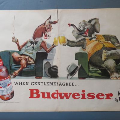 1956 Budweiser Beer with Donkey & Elephant