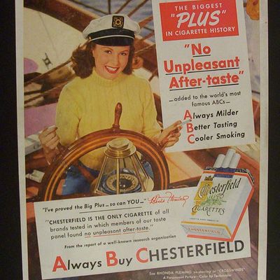 1951 Dual Ad: Chesterfield Cigarettes & PM Whiskey