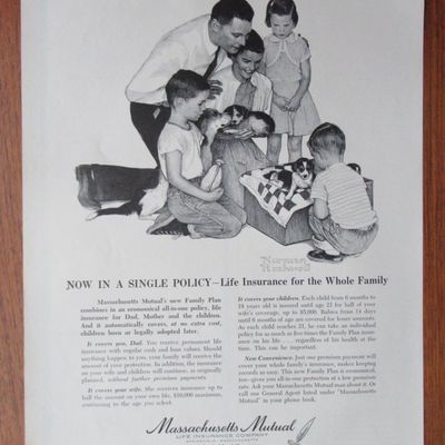 1958 Massachusetts Mutual w/Family By Norman Rockwell