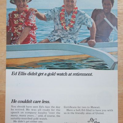 1966 United Airlines with Couple Being Rowed In A Boat