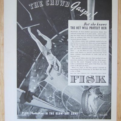 1937 Fisk Tires with Trapeze Artist To Fall To The Net
