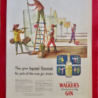 1950's Hiram Walker Gin w/4 Men Different Nationalities