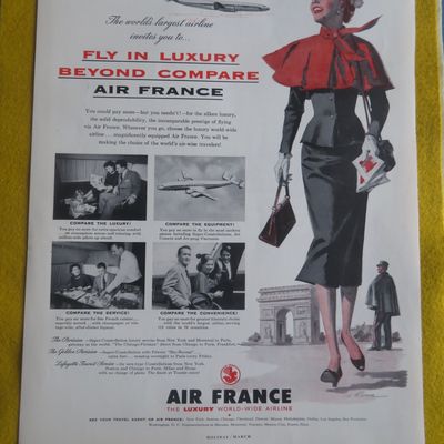 1954 Air France Airline with Woman Walking