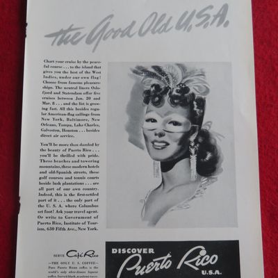 1940 Discover Puerto Rico with Woman Wearing A Mask
