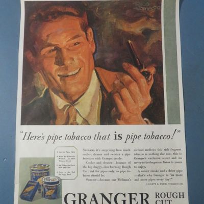1931 Granger Rough Cut Tobacco with Man Smoking Pipe