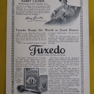 1914 Tuxedo Tobacco with Comedian Harry Lauder