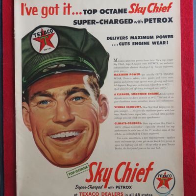 1954 Texaco Sky Chief Gasoline with Texaco Service Man