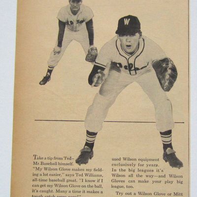 1958 Vintage Wilson Baseball Glove With Ted Williams