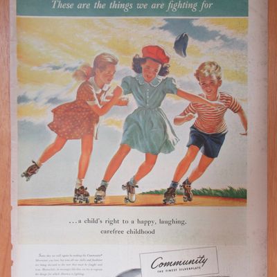 1943 Community Silverplate with Children Roller Skating