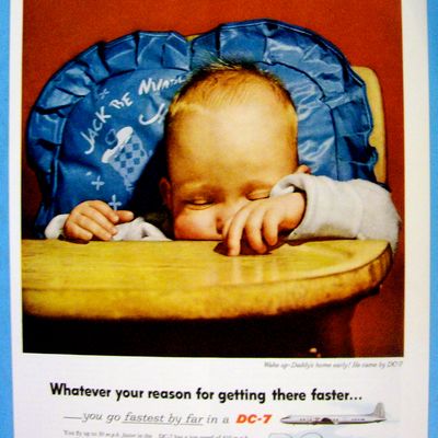 1955 Douglas DC-7 with Baby Sleeping in High Chair