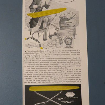 1954 Rid Jid Knee Room Ironing Table w/ Mrs. Claus