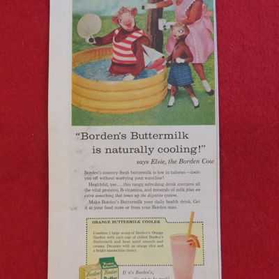 1958 Borden Buttermilk with Elsie & Family By The Pool
