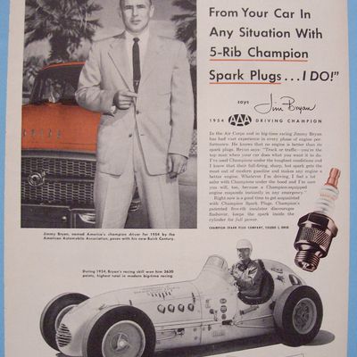 Vintage Ad: 1955 Champion Spark Plug w/ Jimmy Bryan