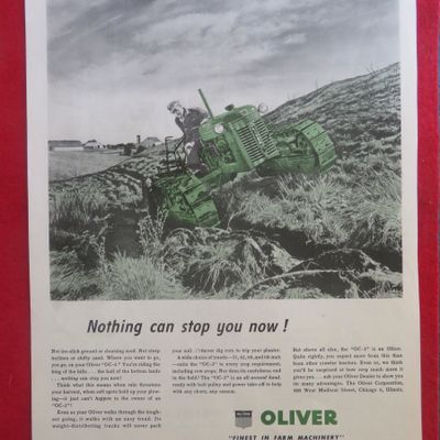 1951 Oliver Farm Machinery with Man On Tractor