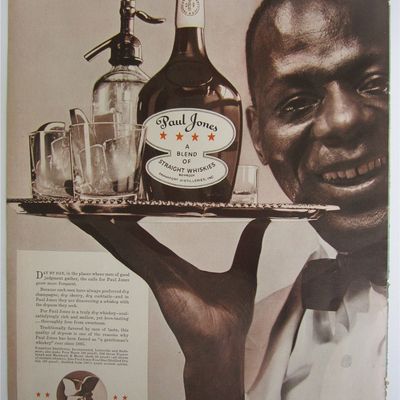 1937 Paul Jones Whiskey with a Waiter Holding Tray
