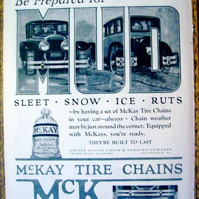 1926 McKay Tire Chains with 2 Cars