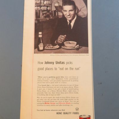 1960 Heinz Soup w/ Baltimore Colt's Johnny Unitas