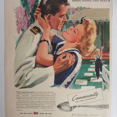 1943 Community Silverplate with Man & Woman Hugging