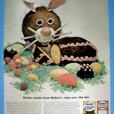 1963 Bakers Chocolate Chips & Coconut w/Egg Shaped Cake