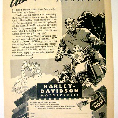 1944 Harley-Davidson Motorcycles with Man & Motorcycle