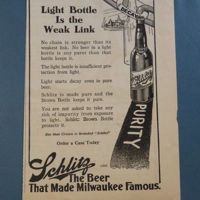 1914 Schlitz Beer with Bottle of Beer