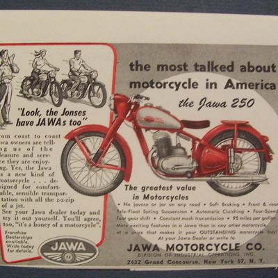 Vintage Ad: 1949  Jawa  Motorcycle  Co.