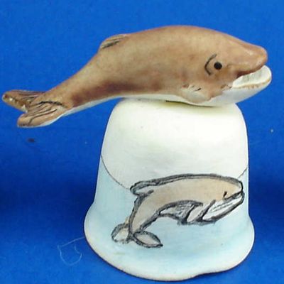 Handpainted Ceramic Thimble - Whale