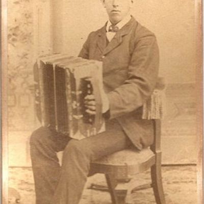 CDV, Accordion Player Photographed in Walton, New York
