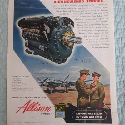 1945 Allison Aircraft Engine with Soldier Being Pinned