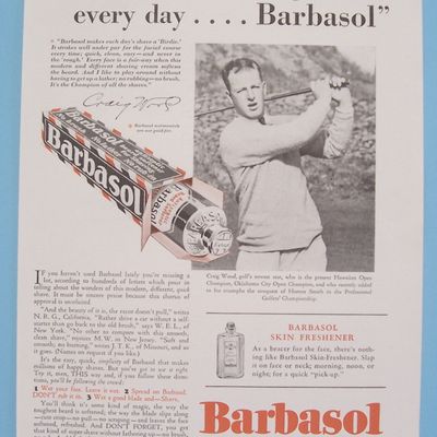 1930 Barbasol Shaving Cream with Golf's Craig Wood