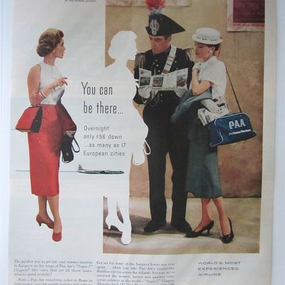 1957 Pan American with Stewardess & Two People