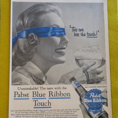 1956 Pabst Blue Ribbon Beer with Woman Blindfolded