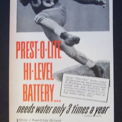 1951  Prest - O - Lite Battery with Choo - Choo Justice