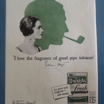 1926 Tuxedo Smoking Tobacco with Woman's Side View