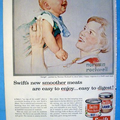 1956 Swift's Meats w/Mom & Baby By Norman Rockwell
