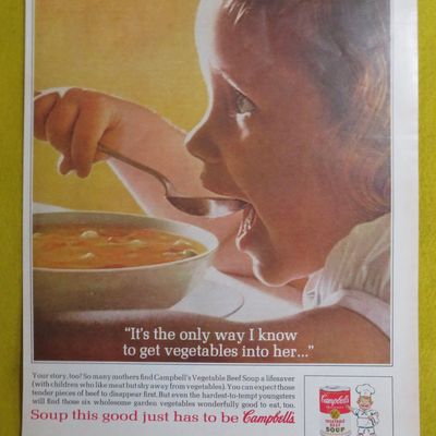 1963 Campbell's Vegetable Beef with Little Girl Eating