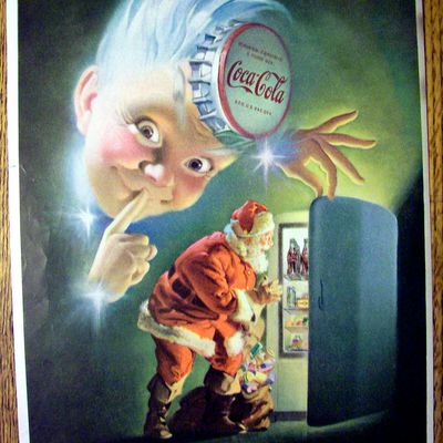 1948 Coca Cola (Coke) with Santa Opening Refrigerator