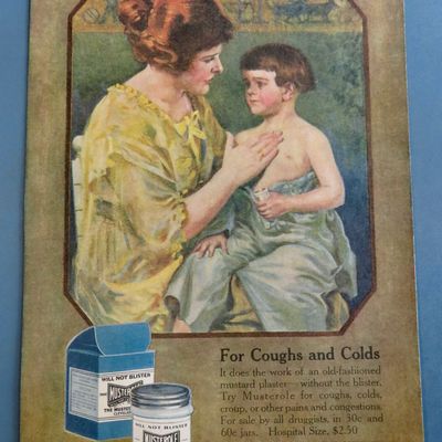 1920 Musterole with Woman Rubbing Down Child's Chest