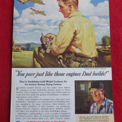 1943 Studebaker with Man Petting His Cat