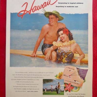 1950's Hawaii Visitors Bureau with Man & Woman