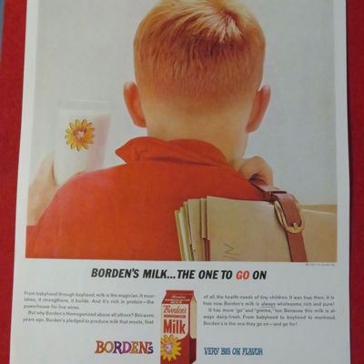 1962 Borden's Milk with Boy & Glass Of Milk