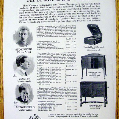 1924 Victrola Talking Machine with  Stokowski & More
