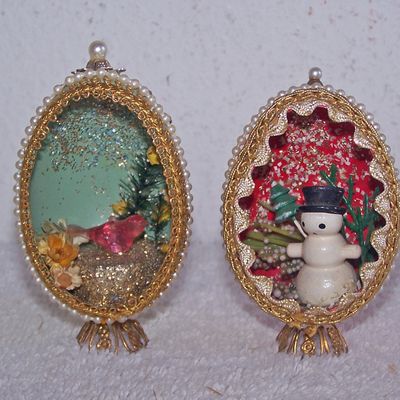 Christmas Figures in Cut Out Decorated Plastic Egg