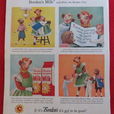 1958 Borden's Milk with Elsie The Cow & Children