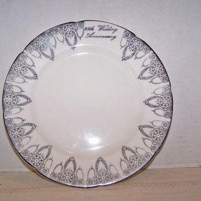 Royal Grafton Decorated Dish, 25th Wedding Anniv. Eng.