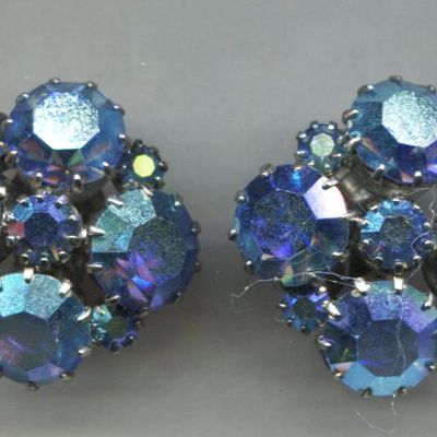 Kramer Blue Rhinestone Earrings