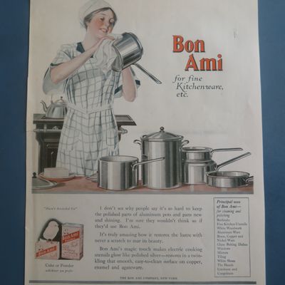 1922 Bon Ami Cake/Powder with Woman Cleaning Pot