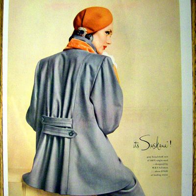 1948 Suskana Fabrics w/ Woman in Gray Broadcloth Suit