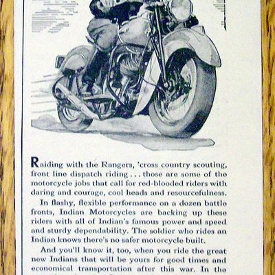 1943 Indian Motorcycle with Man Riding The Motorcycle
